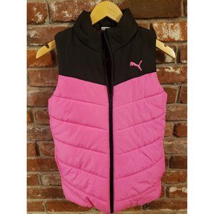 Puma pink black girls full zip vest. Size M 10/12.